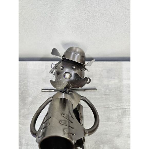 Metal Whimsical Drinking Coyboy Man Small Bottle Holder Free Standing - Picture 5 of 10